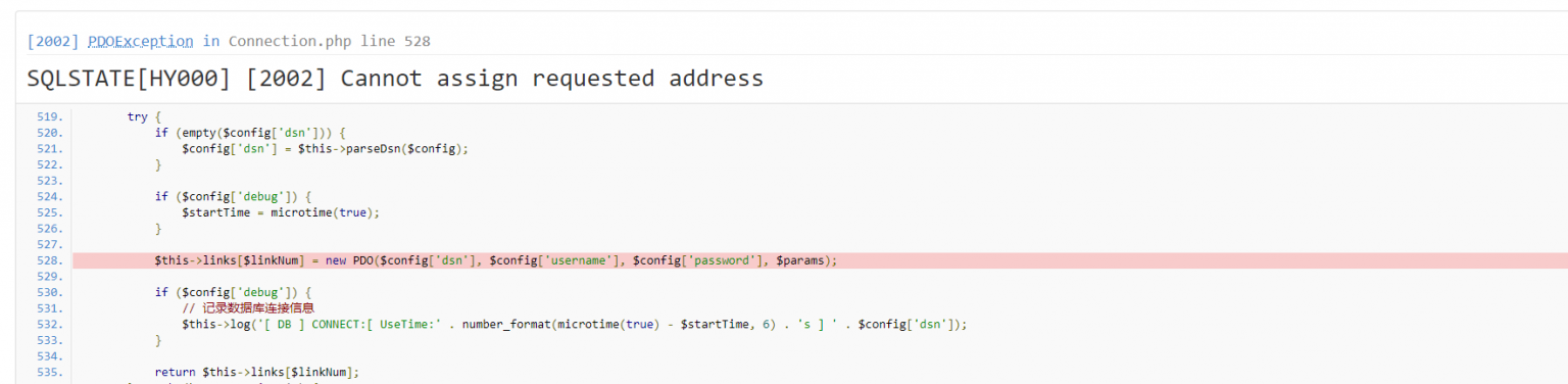 reason cannot assign requested address laravel